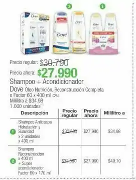 Jumbo Shampoo + acondicionador dove oferta
