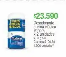 Jumbo Desodorante crema clásica yodora x 2 unidades x 60 g c/u oferta