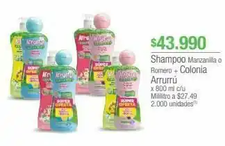 Jumbo Shampoo manzanilla o romero + colonia arrurrú x 800 ml oferta