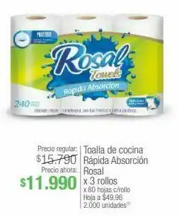Jumbo Toalla de cocina rápida absorción rosal x 3 rollos oferta