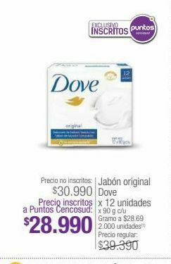 Jumbo Jabón original dove x 12 unidades x 90 g c/u oferta