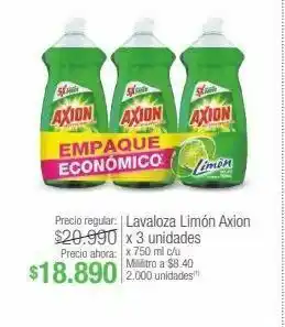 Jumbo Lavaloza limón axion x 3 unidades x 750 mi c/u oferta