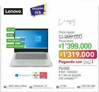 Jumbo Computador portátil lenovo oferta