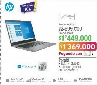 Jumbo Computador portátil hp oferta