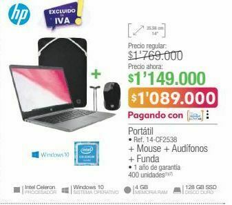 Jumbo Computador portátil hp oferta