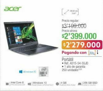 Jumbo Computador portátil acer oferta