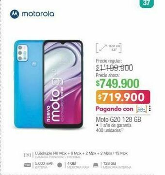 Jumbo Moto g20 128 gb oferta