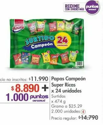 Metro Papas campeón super ricas x 24 unidades surtidas x 474 g oferta