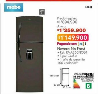 Metro Nevera no frost mabe oferta