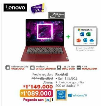 Metro Computador portátil lenovo oferta