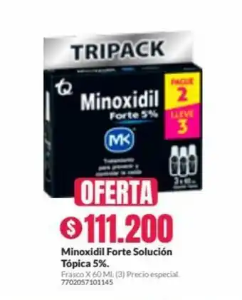 Droguería Alemana Minoxidil Forte Solucion Topica 5% Frasco x 60 ml (3) Precio Especial oferta