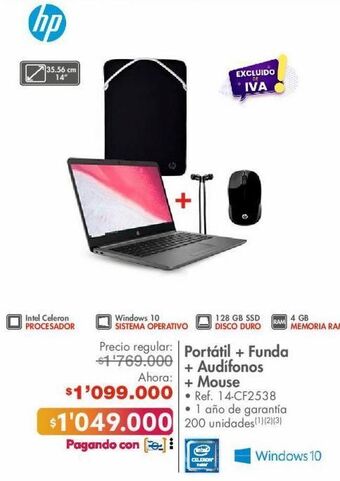 Metro Computador portátil + funda + audífonos + mouse hp oferta
