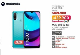 Metro Moto e20 32 gb oferta