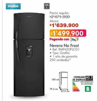 Metro Nevera no frost mabe oferta
