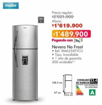 Metro Nevera no frost mabe oferta