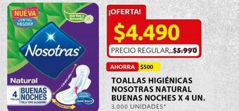 Ara Toallas higiénicas nosotras natural buenas noches x 4 un oferta