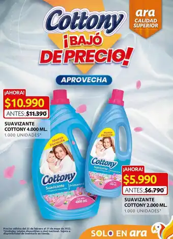 Ara Suavizante cottony 2000 l oferta