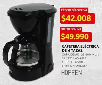 Ara Cafetera eléctrica 6 tazas hoffen oferta