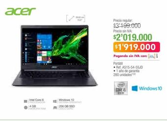 Jumbo Computador portátil acer oferta