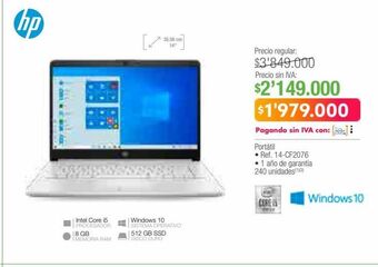 Jumbo Computador portátil hp oferta