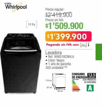 Jumbo Lavadora whirlpool oferta
