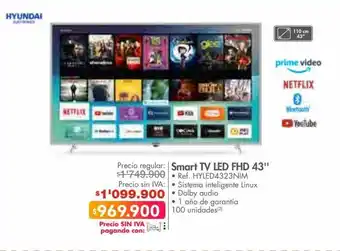 Metro Smart tv led fhd 43'' hyundai oferta