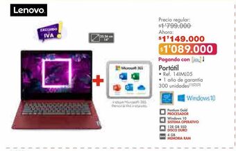 Metro Computador portátil lenovo oferta