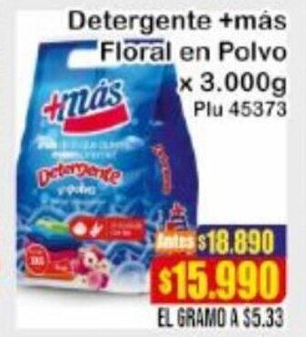 La Gran Colombia Detergente +más Floral en Polvo 3.000g oferta