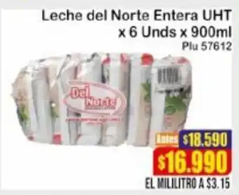 La Gran Colombia Leche Del Norte Entera UHT 6 x 900ml oferta
