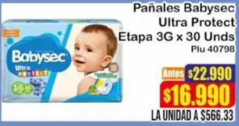 Pañales Babysec Ultra Protect Etapa 3G x 30 unid