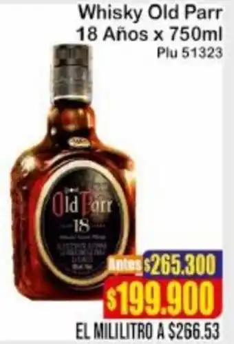 La Gran Colombia Whisky Old Parr 18 Años 750ml oferta