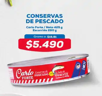 Tiendas D1 Conservas De Pescado Carlo Forte / Neto 425g Escurrido 280g oferta