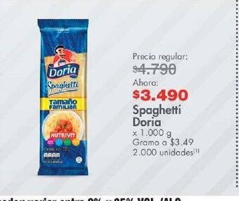 Metro Spaghetti doria x 1.000 g oferta