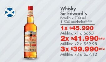 Metro Whisky sir edward's botella x 700 ml oferta