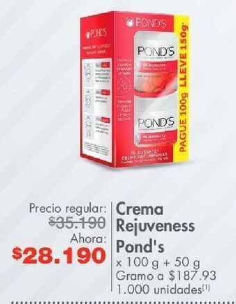 Metro Crema rejuveness pond's x 100 g + 50 g oferta