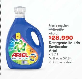 Metro Detergente líquido revitacolor ariel x 3.7 l oferta