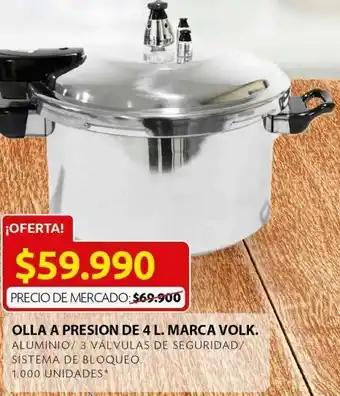 Olla a presión de 4l marca volk