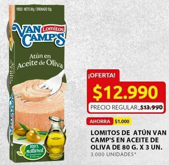 Ara Lomitos de atún van camps en aceite de oliva 80g x 3u oferta