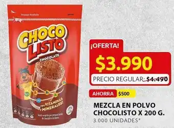 Ara Mezcla en polvo chocolisto 200g oferta