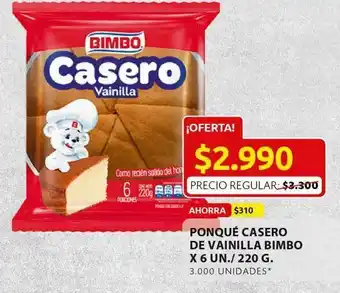 Ara Ponqué casero de vainilla bimbo 220g oferta
