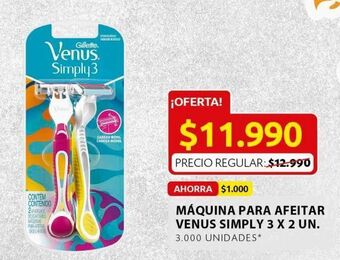 Ara Máquina de afeitar venus simply 3 x 2un oferta