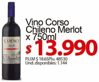 Caribe Supermercados Vino Corso Chileno Merlot x 750ml oferta