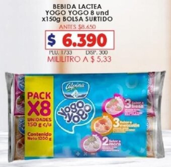 Bebida Lactea Yogo Yogo 8Und x 150g Bolsa Surtido