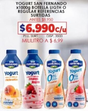 Surtifamiliar Yogurt San Fernando x 1000g Botella Light O Regular Referencias Surtidas oferta