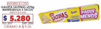 Surtifamiliar Galleta Saltinas x 570g Mantequilla 5 Tacos oferta
