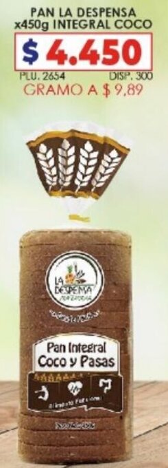 Pan La Despensa x450g Integral Coco