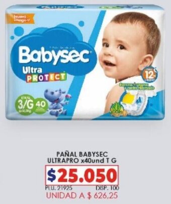 Pañal Babysec Ultrapro x 40und T G