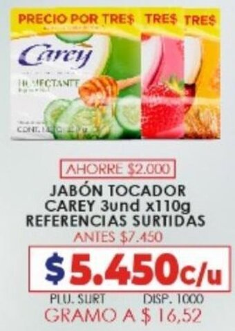 Surtifamiliar Jabón Tocador Carey 3Und x 110g Referencias Saturdas oferta