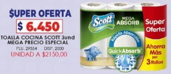 Surtifamiliar Toalla Cocina Scott 3Und Mega Precio Especial oferta