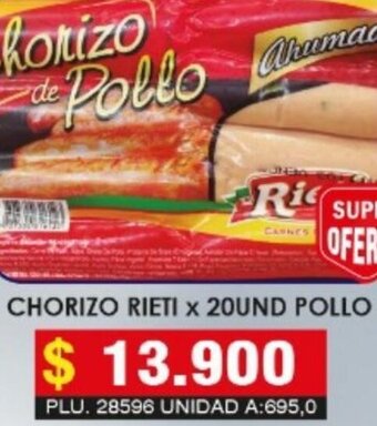 Surtifamiliar Chorizo Rieti x 20Und Pollo oferta